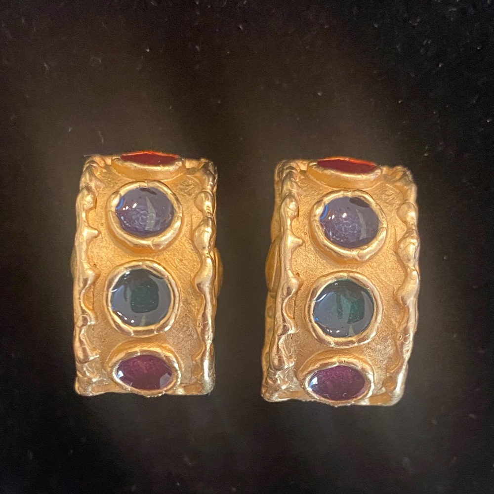 DKNY Clip On Gold and Multicolor Earrings
